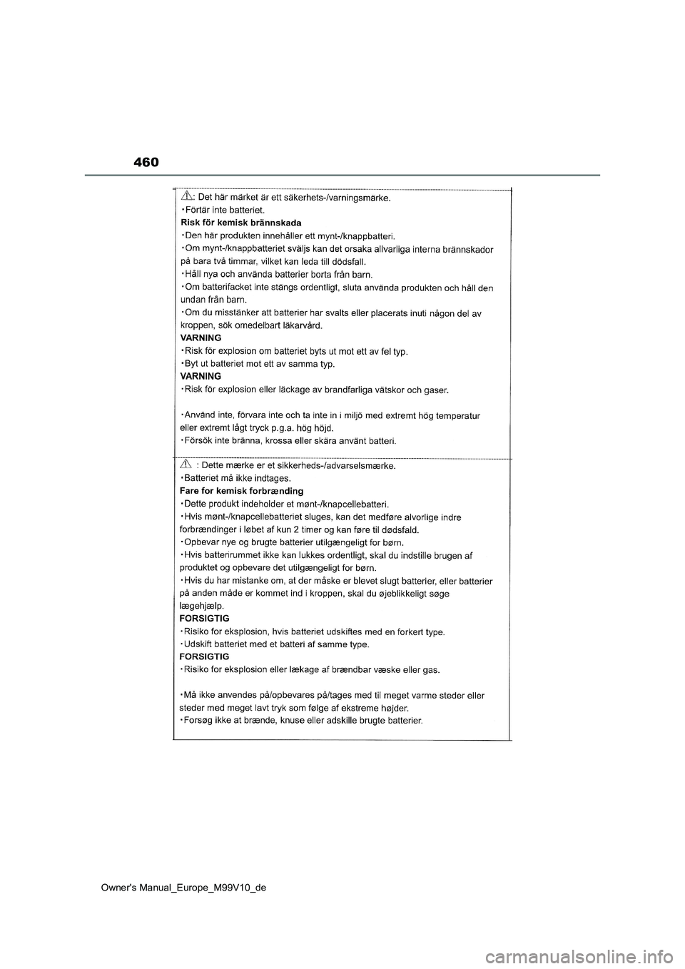 TOYOTA AYGO X 2022  Betriebsanleitungen (in German) 460
Owner's Manual_Europe_M99V10_de 