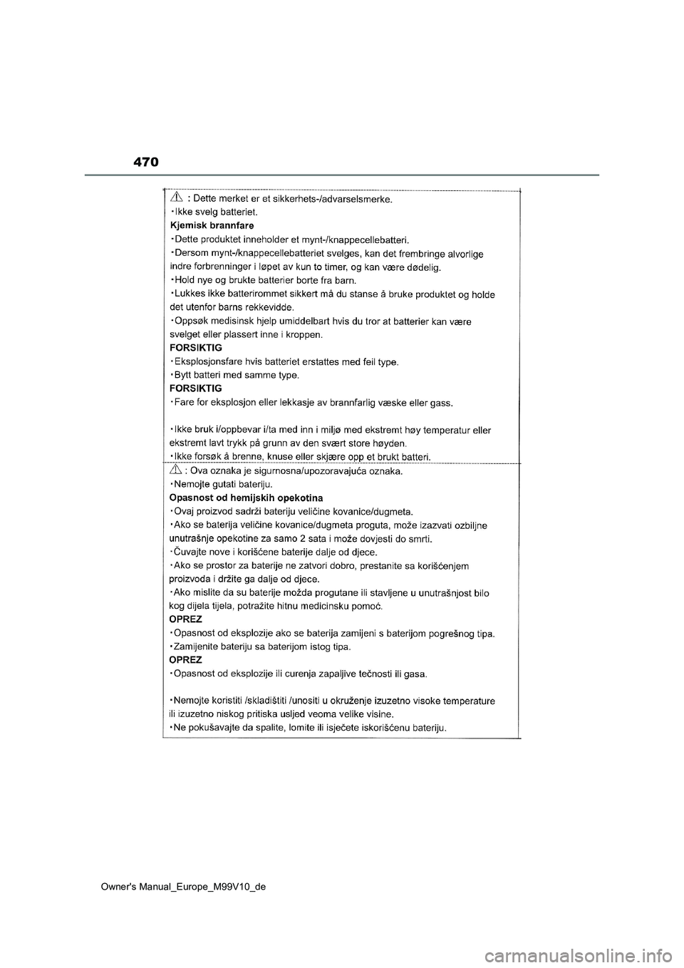 TOYOTA AYGO X 2022  Betriebsanleitungen (in German) 470
Owner's Manual_Europe_M99V10_de 
