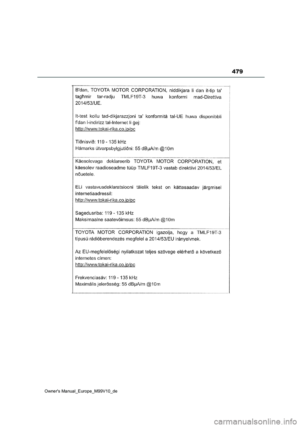TOYOTA AYGO X 2022  Betriebsanleitungen (in German) 479
Owner's Manual_Europe_M99V10_de 