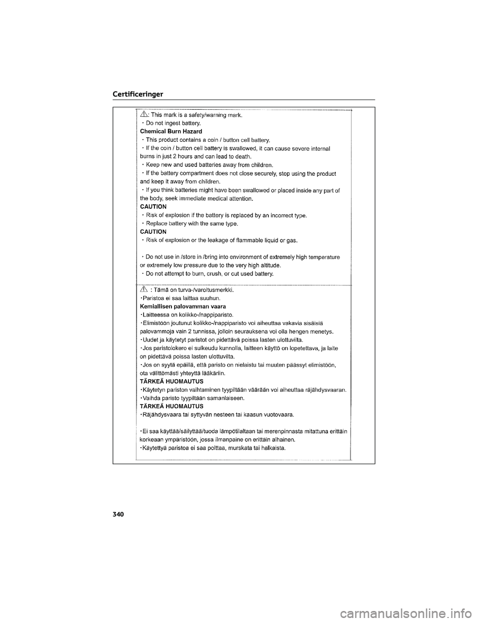 TOYOTA AYGO X 2022  Brugsanvisning (in Danish) Certificeringer
340 
