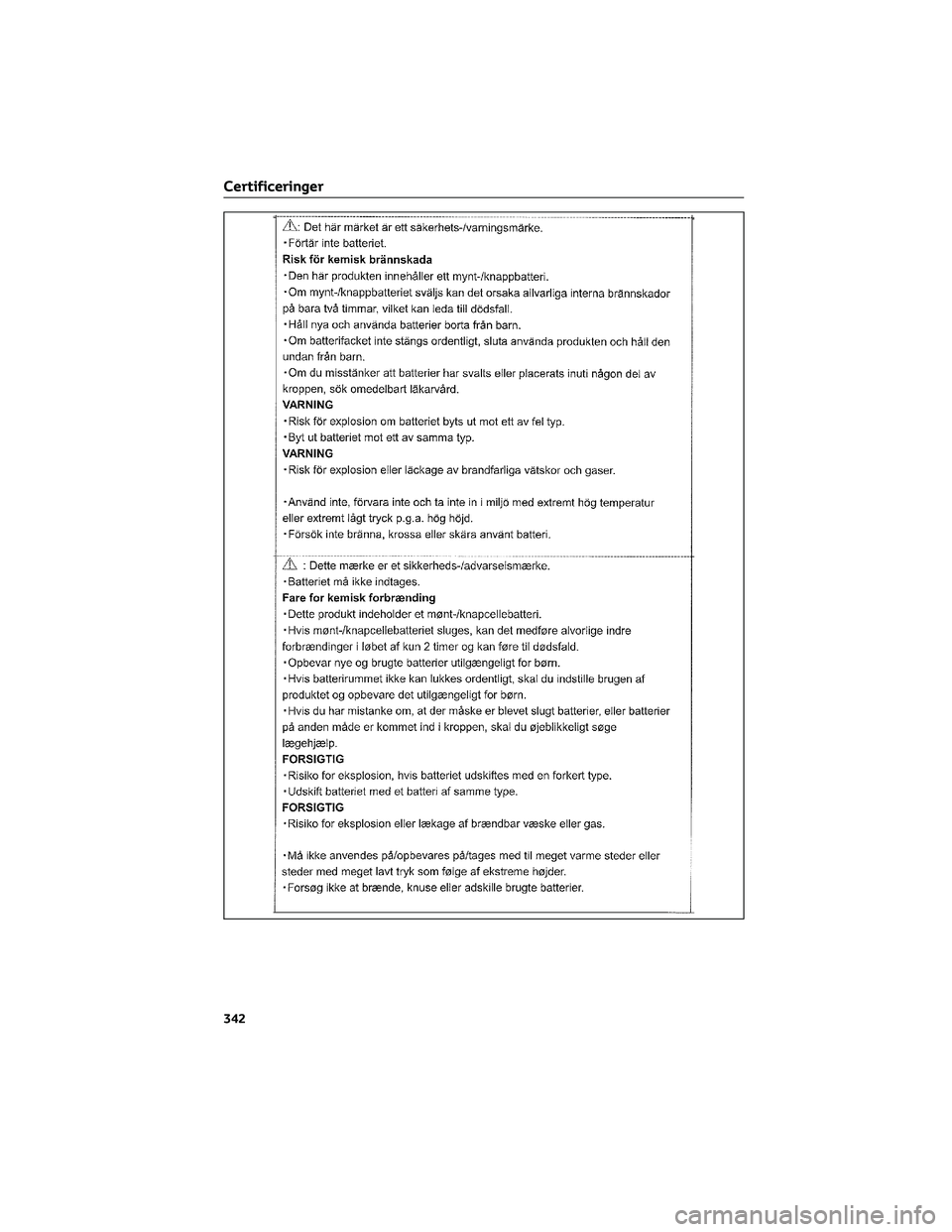 TOYOTA AYGO X 2022  Brugsanvisning (in Danish) Certificeringer
342 