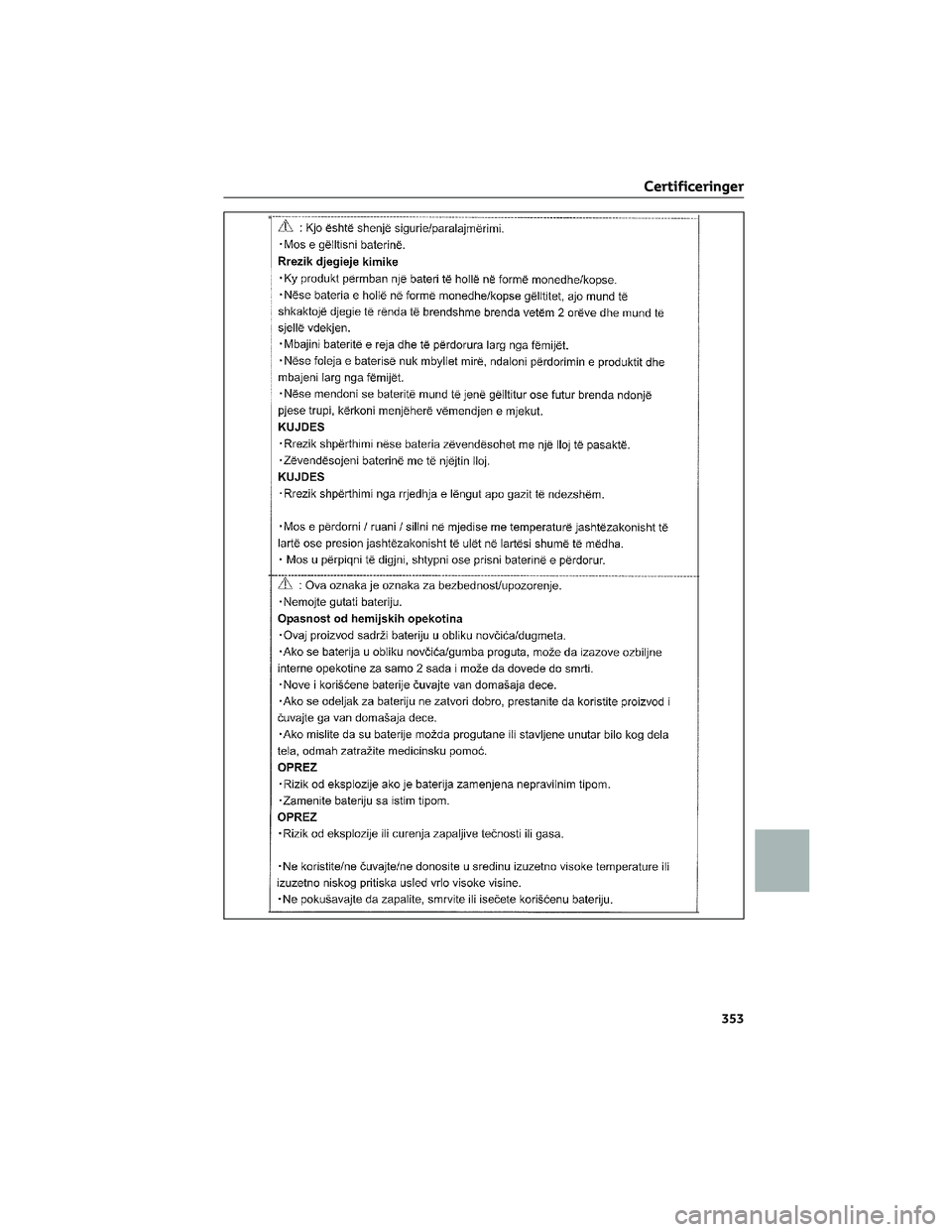 TOYOTA AYGO X 2022  Brugsanvisning (in Danish) Certificeringer
353 