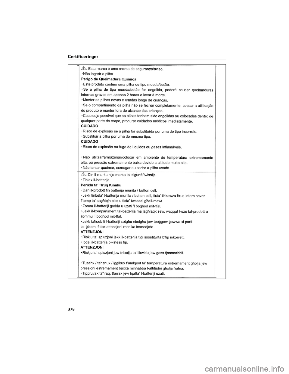 TOYOTA AYGO X 2022  Brugsanvisning (in Danish) Certificeringer
378 