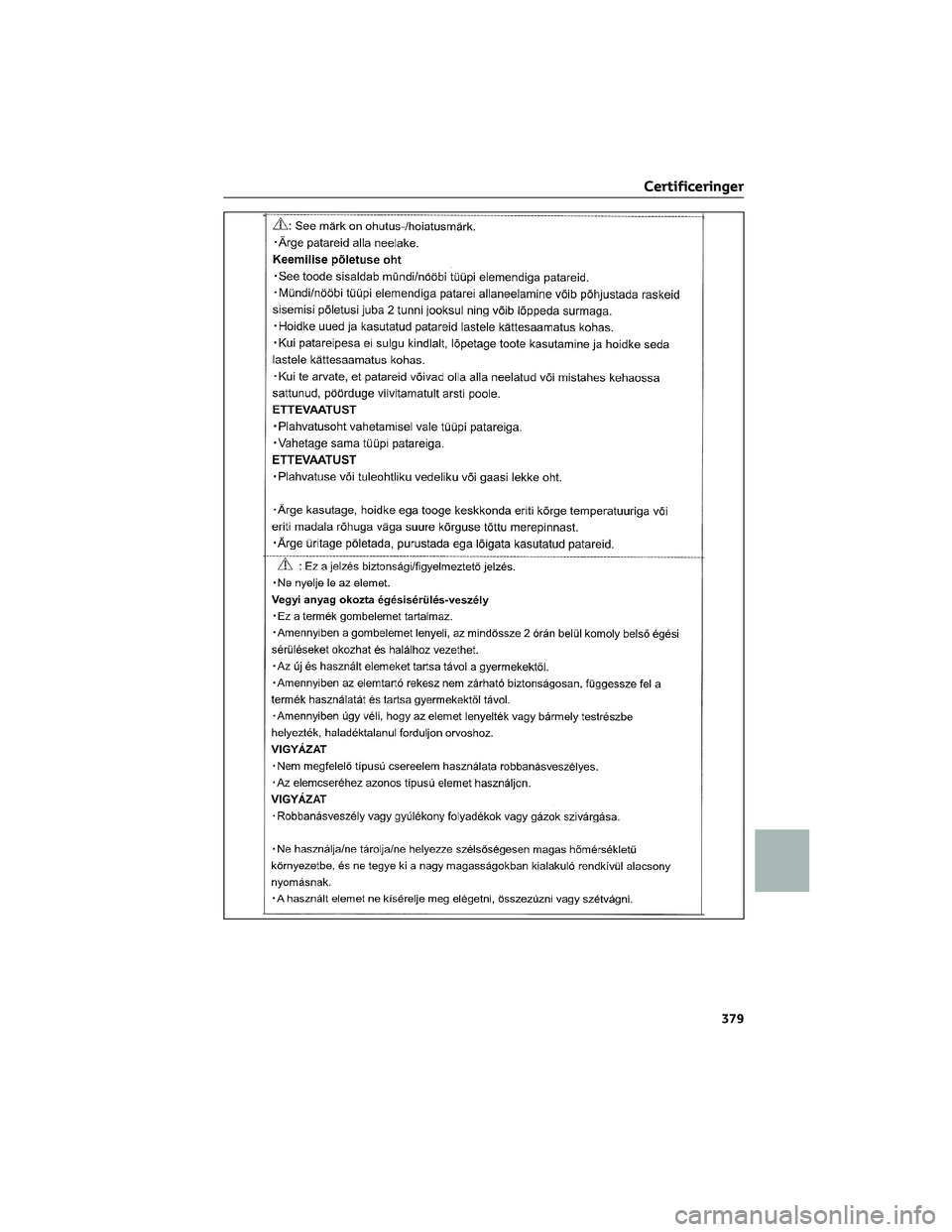 TOYOTA AYGO X 2022  Brugsanvisning (in Danish) Certificeringer
379 