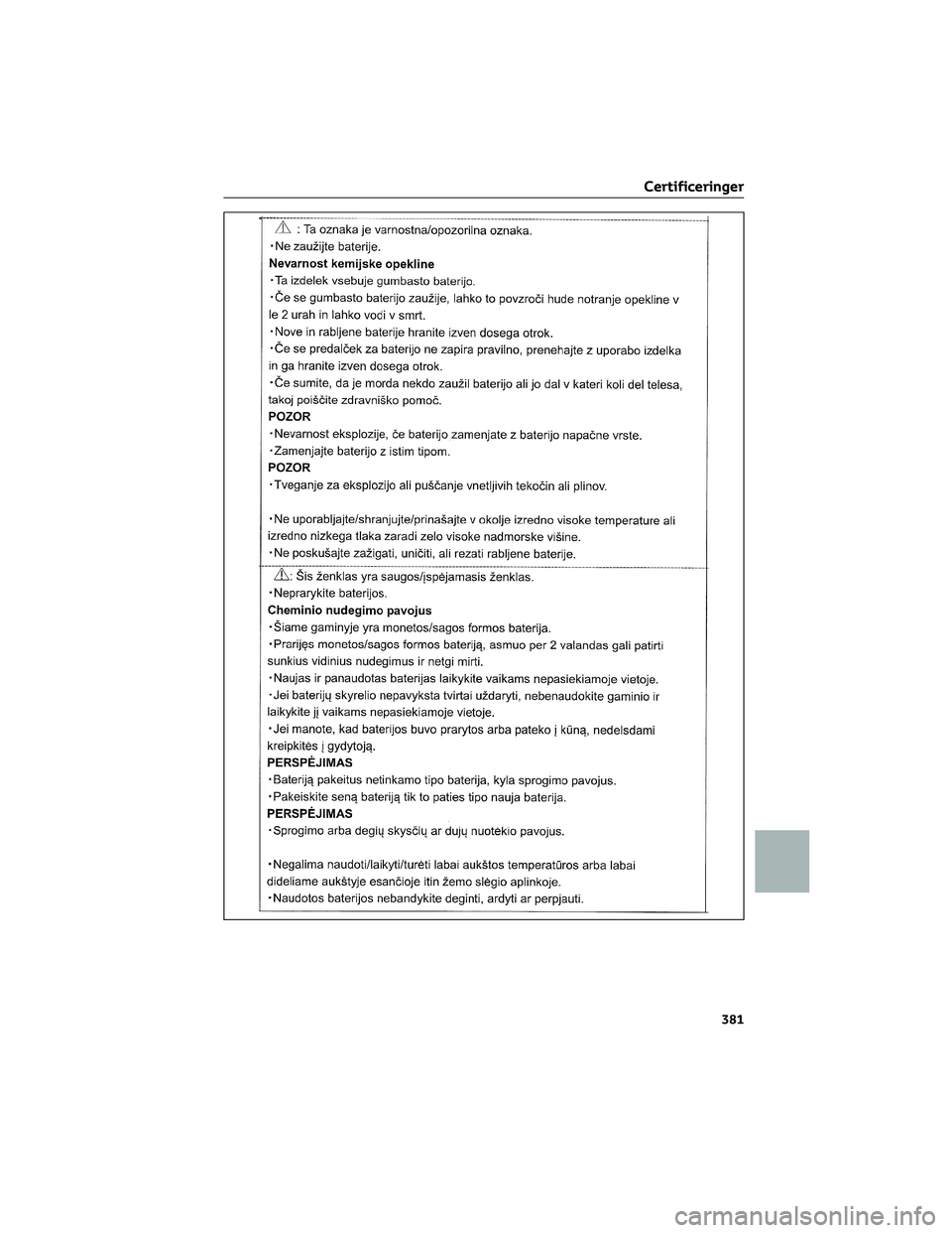 TOYOTA AYGO X 2022  Brugsanvisning (in Danish) Certificeringer
381 