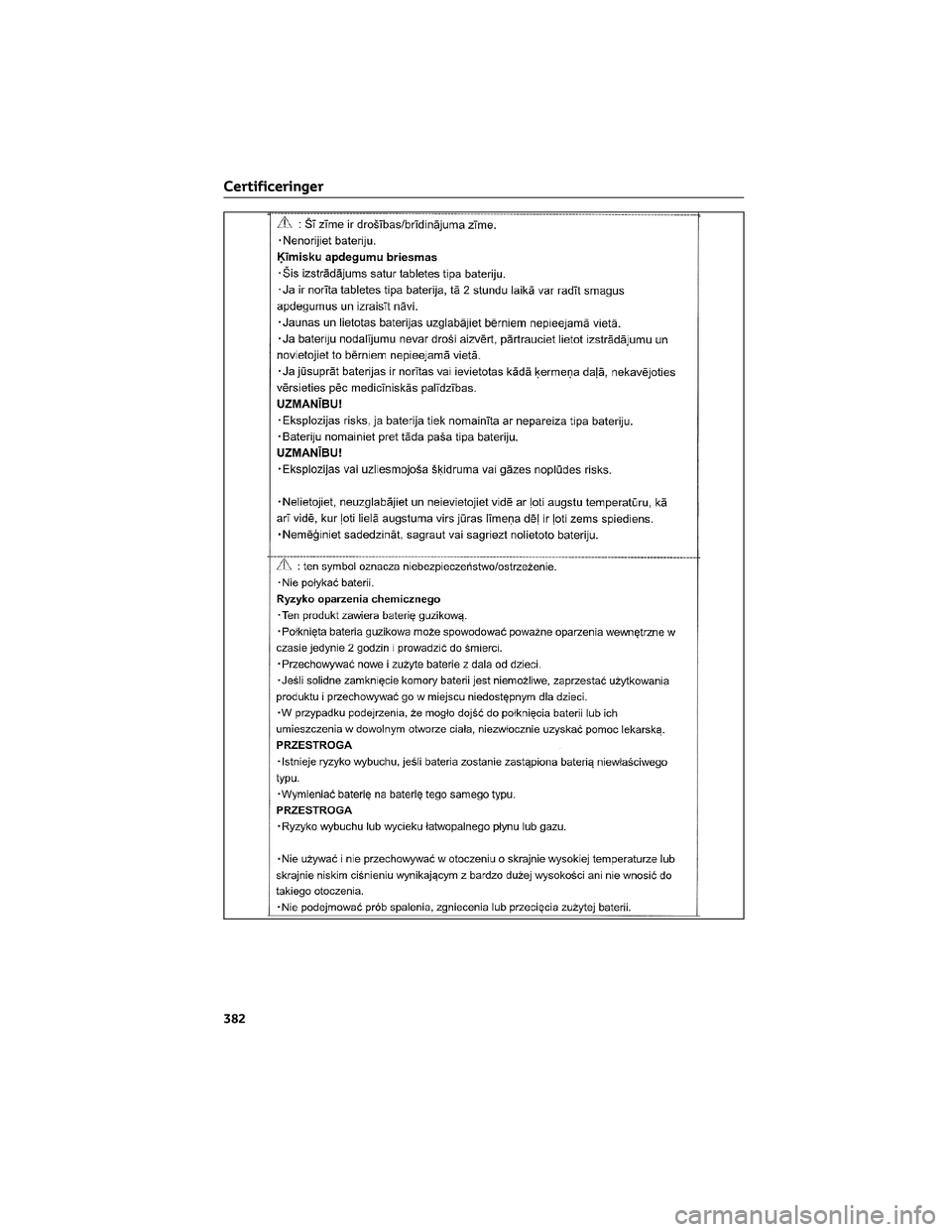 TOYOTA AYGO X 2022  Brugsanvisning (in Danish) Certificeringer
382 