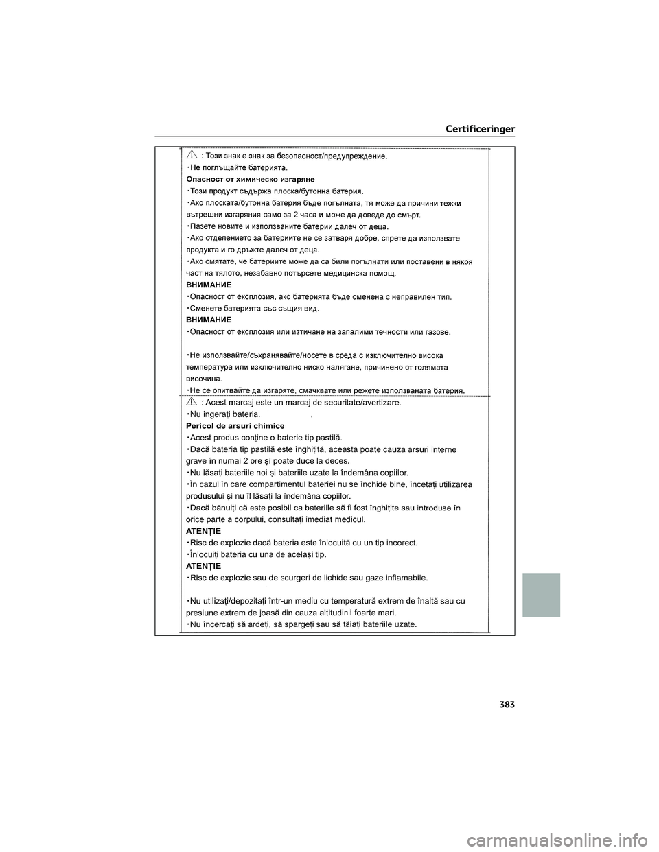 TOYOTA AYGO X 2022  Brugsanvisning (in Danish) Certificeringer
383 