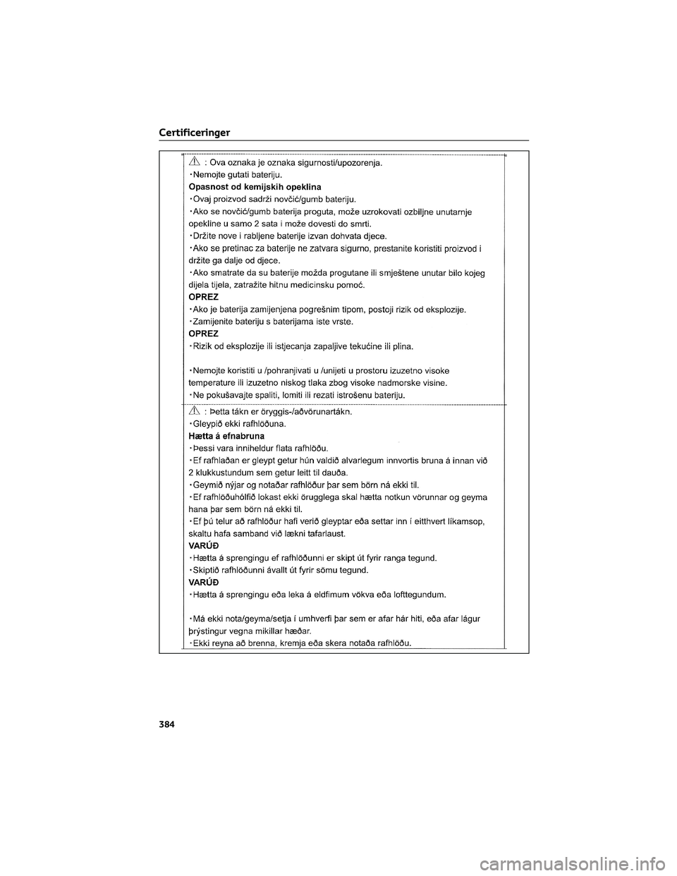 TOYOTA AYGO X 2022  Brugsanvisning (in Danish) Certificeringer
384 
