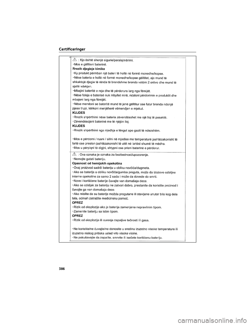 TOYOTA AYGO X 2022  Brugsanvisning (in Danish) Certificeringer
386 