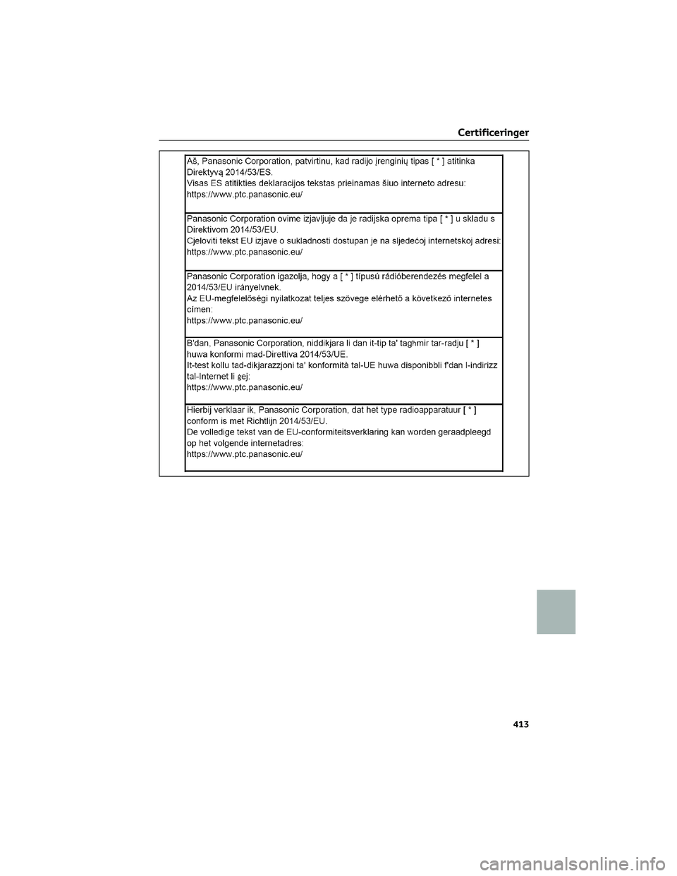 TOYOTA AYGO X 2022  Brugsanvisning (in Danish) Certificeringer
413 
