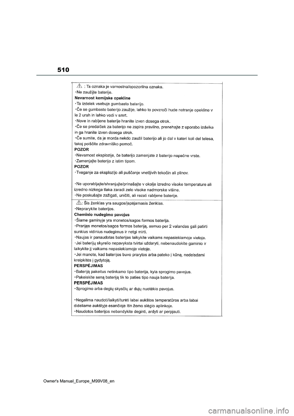 TOYOTA AYGO X 2022  ΟΔΗΓΌΣ ΧΡΉΣΗΣ (in Greek) 510
Owners Manual_Europe_M99V08_en 