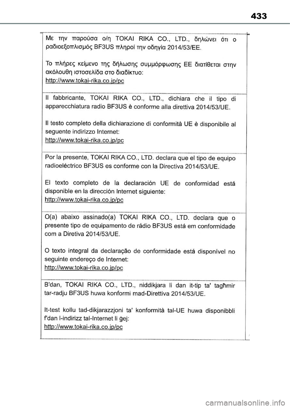 TOYOTA AYGO X 2022  Kezelési útmutató (in Hungarian) 433 