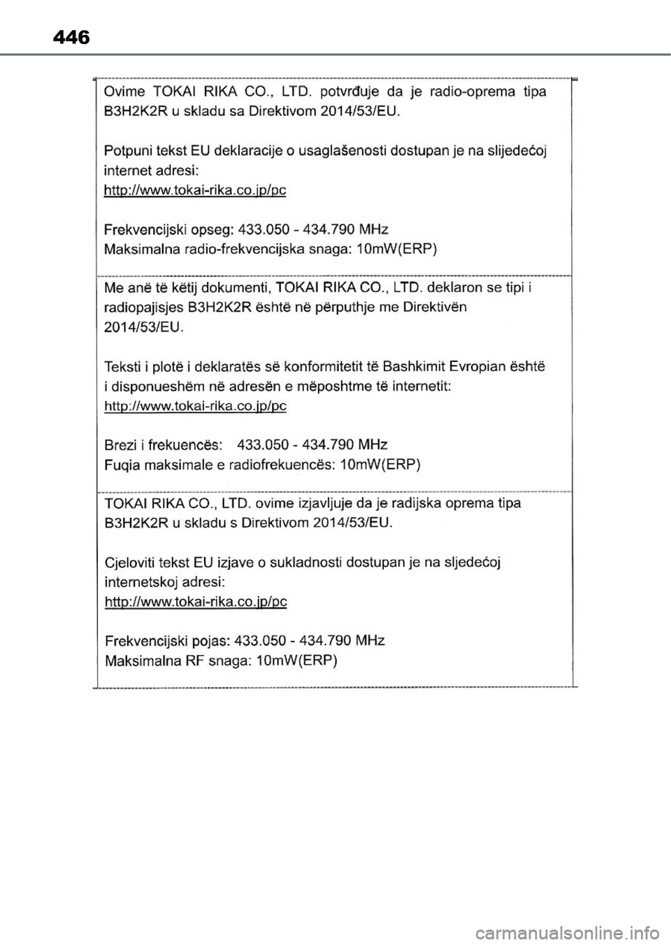 TOYOTA AYGO X 2022  Kezelési útmutató (in Hungarian) 446 