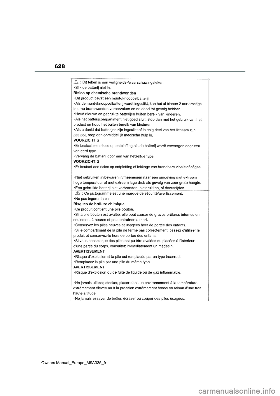 TOYOTA BZ4X 2022  Notices Demploi (in French) 628
Owners Manual_Europe_M9A335_fr 