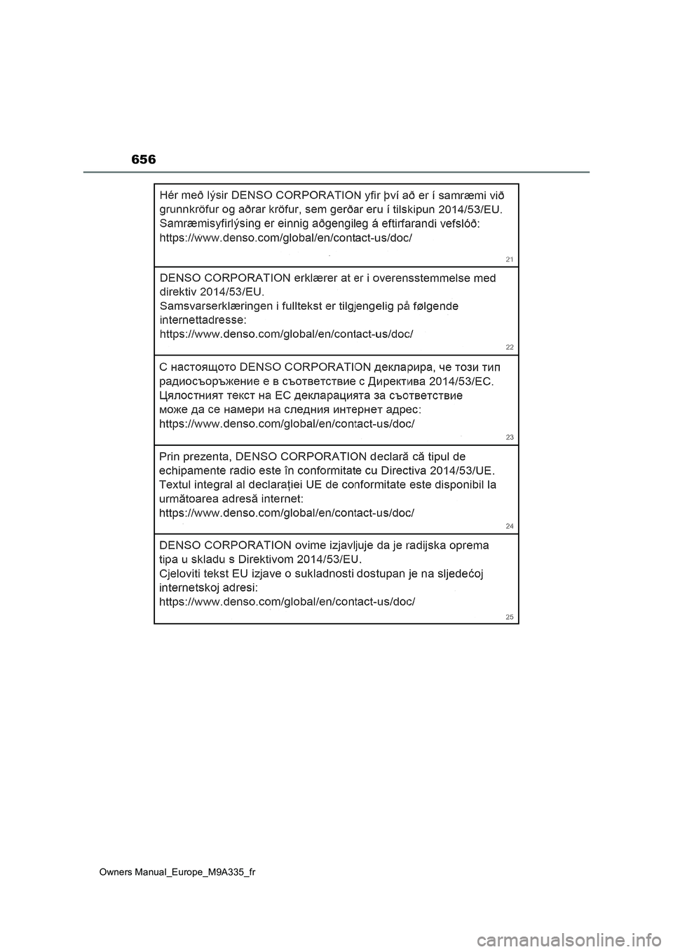 TOYOTA BZ4X 2022  Notices Demploi (in French) 656
Owners Manual_Europe_M9A335_fr 