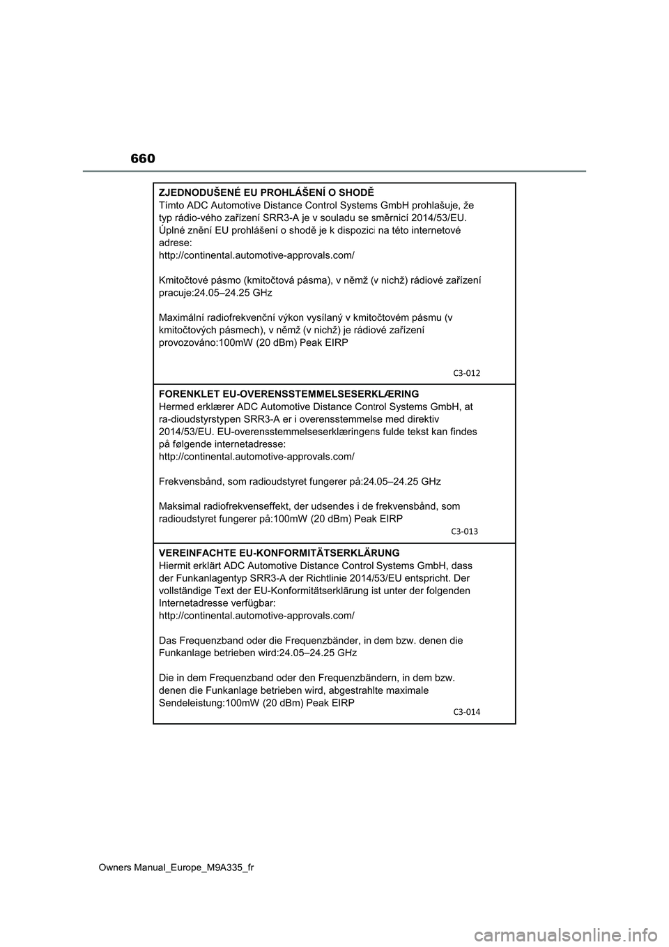 TOYOTA BZ4X 2022  Notices Demploi (in French) 660
Owners Manual_Europe_M9A335_fr 
