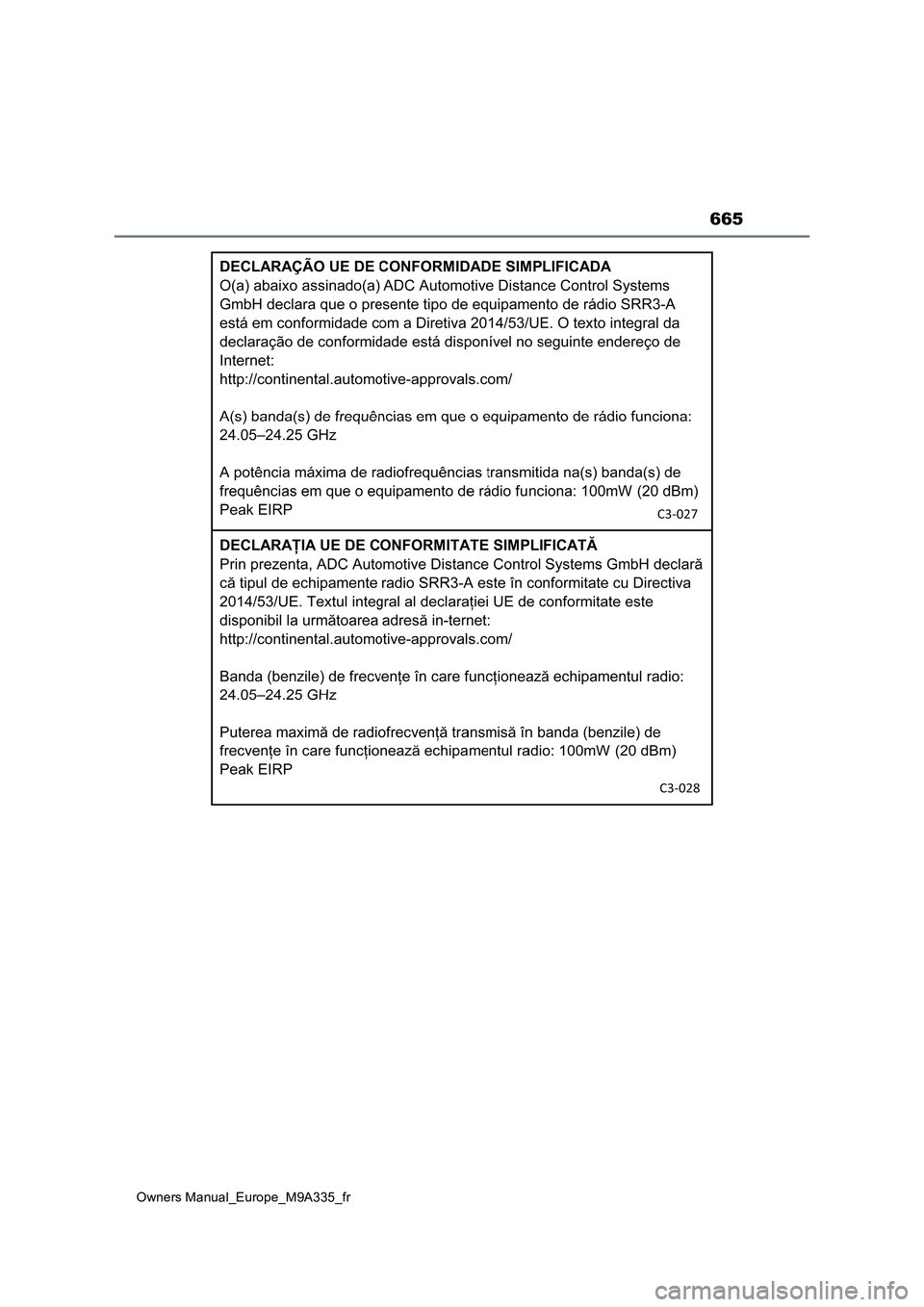 TOYOTA BZ4X 2022  Notices Demploi (in French) 665
Owners Manual_Europe_M9A335_fr 
