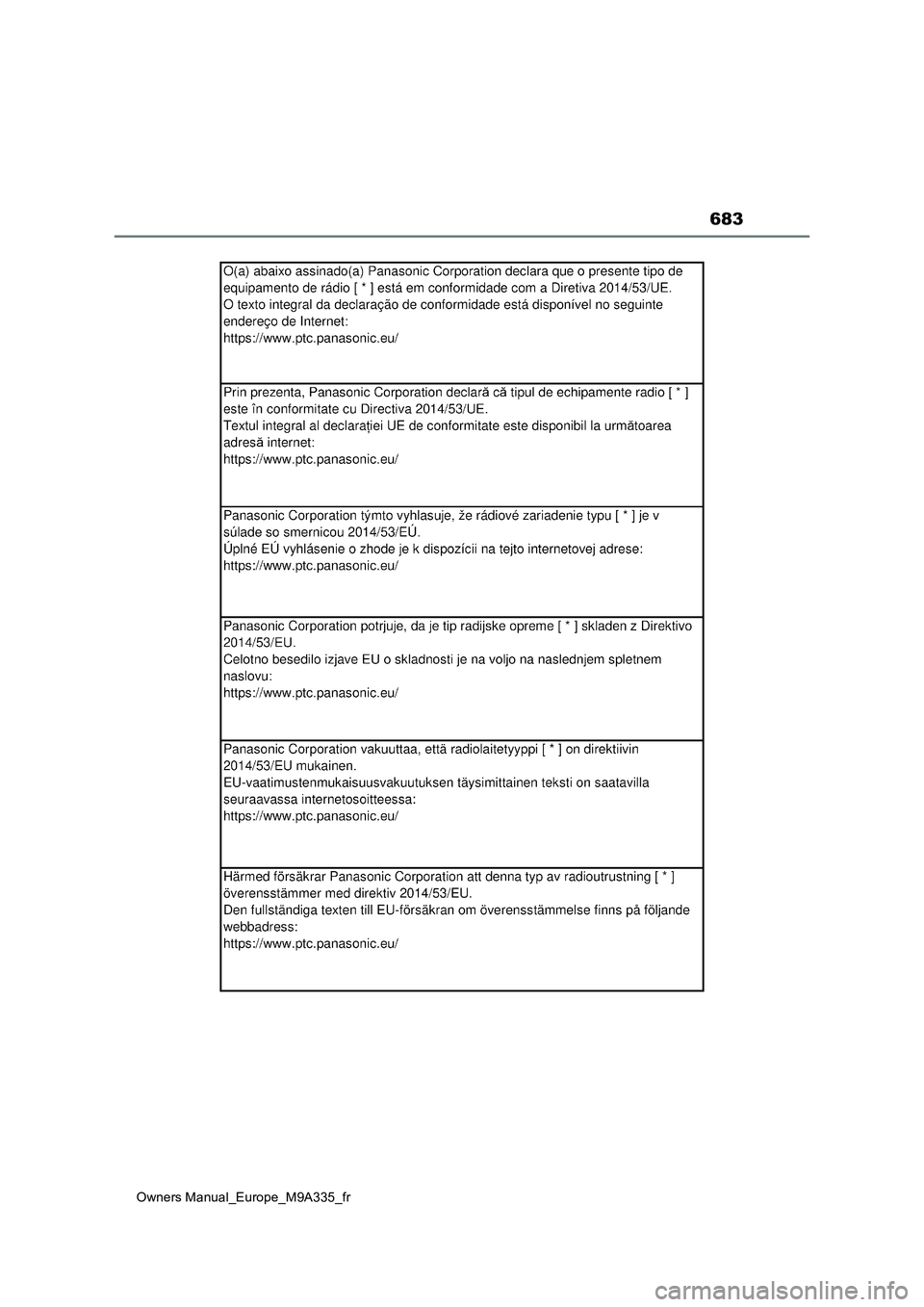 TOYOTA BZ4X 2022  Notices Demploi (in French) 683
Owners Manual_Europe_M9A335_fr 