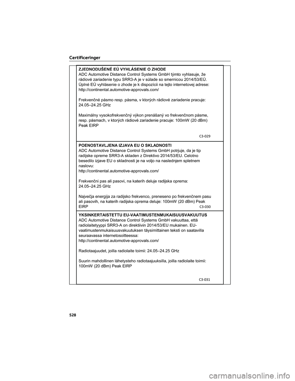 TOYOTA BZ4X 2022  Brugsanvisning (in Danish) Certificeringer
528 