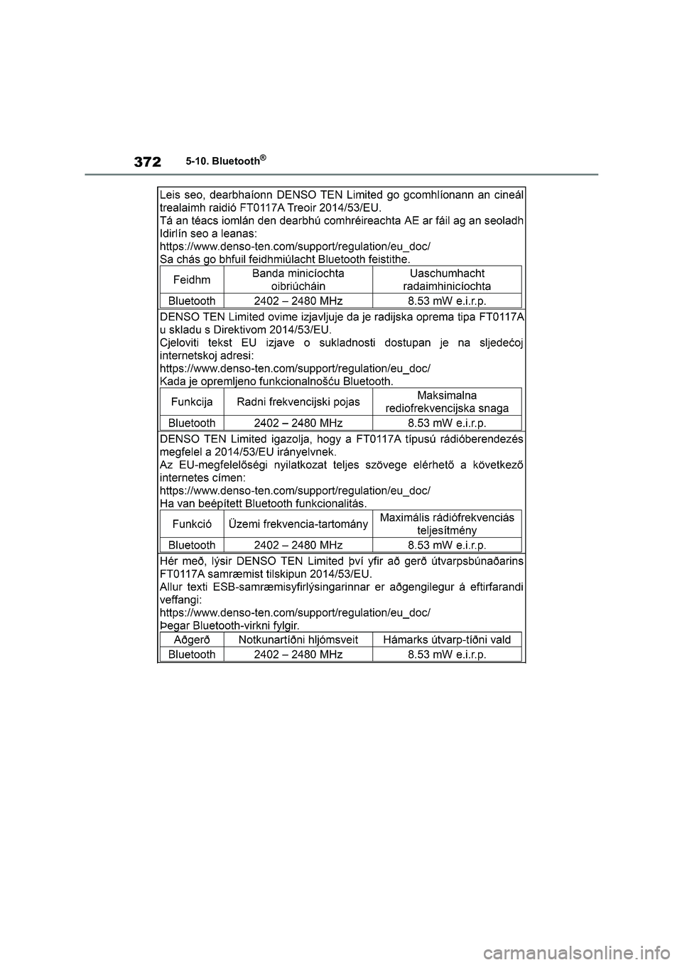 TOYOTA COROLLA 2022  Owners Manual (in English) 3725-10. Bluetooth® 