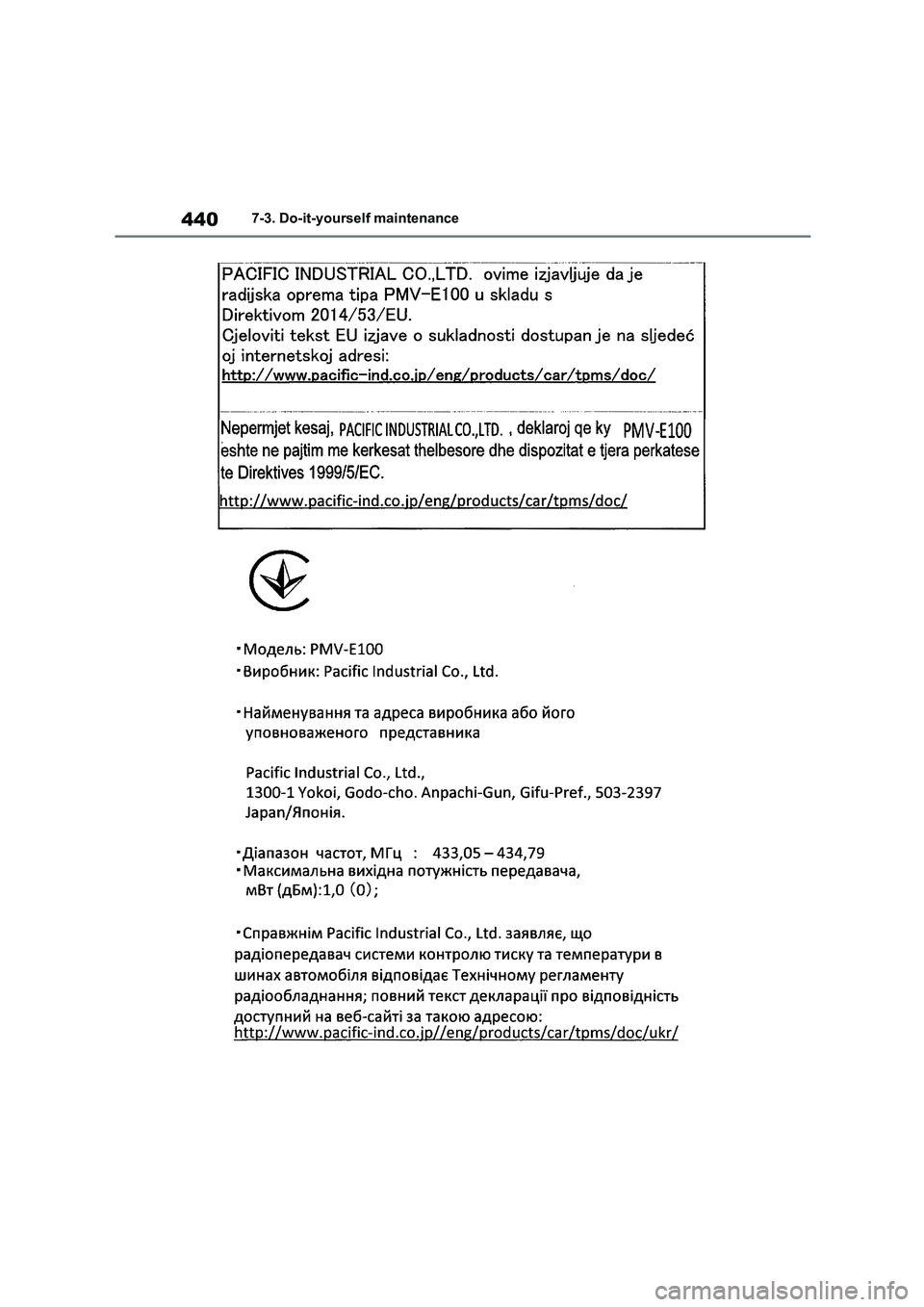 TOYOTA COROLLA 2022  Owners Manual (in English) 4407-3. Do-it-yourself maintenance 