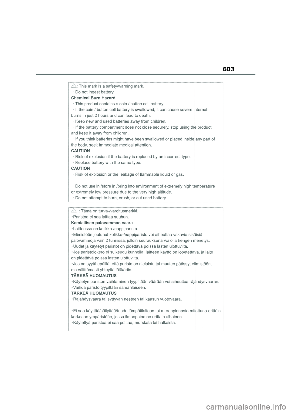 TOYOTA COROLLA 2022  Owners Manual (in English) 603 