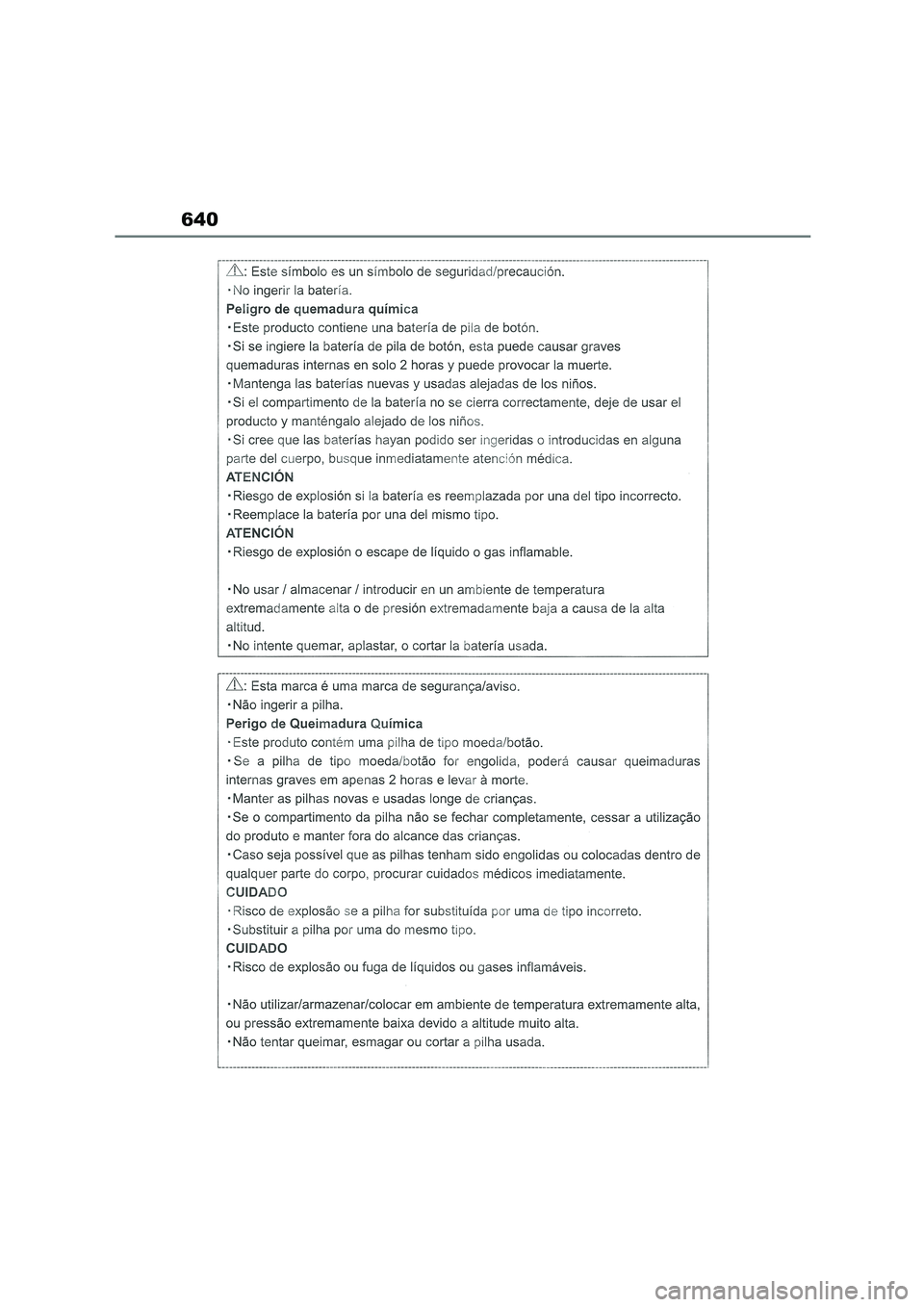 TOYOTA COROLLA 2022  Owners Manual (in English) 640 