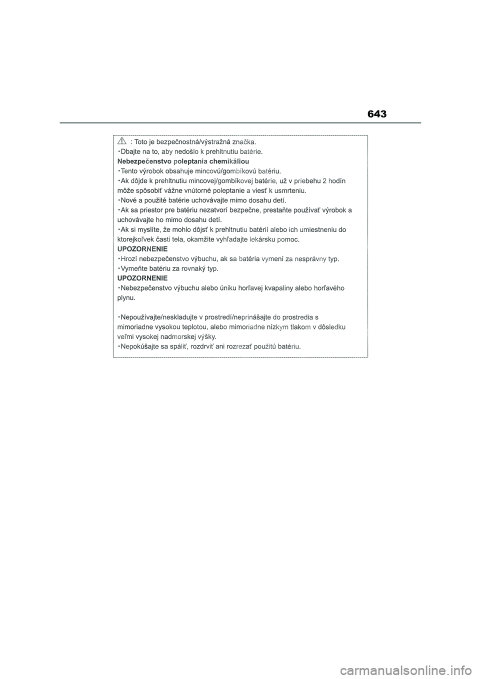 TOYOTA COROLLA 2022  Owners Manual (in English) 643 