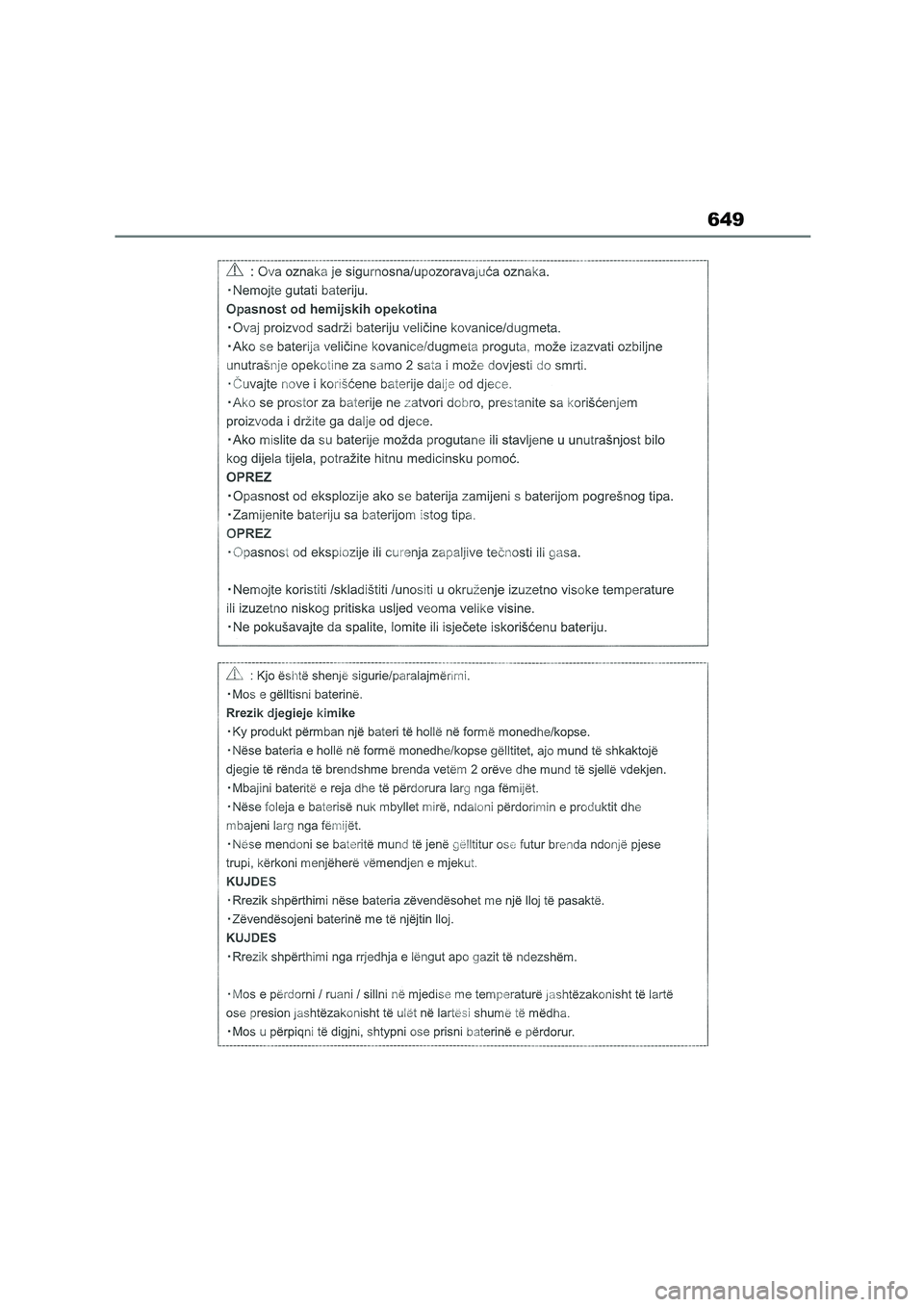 TOYOTA COROLLA 2022  Owners Manual (in English) 649 