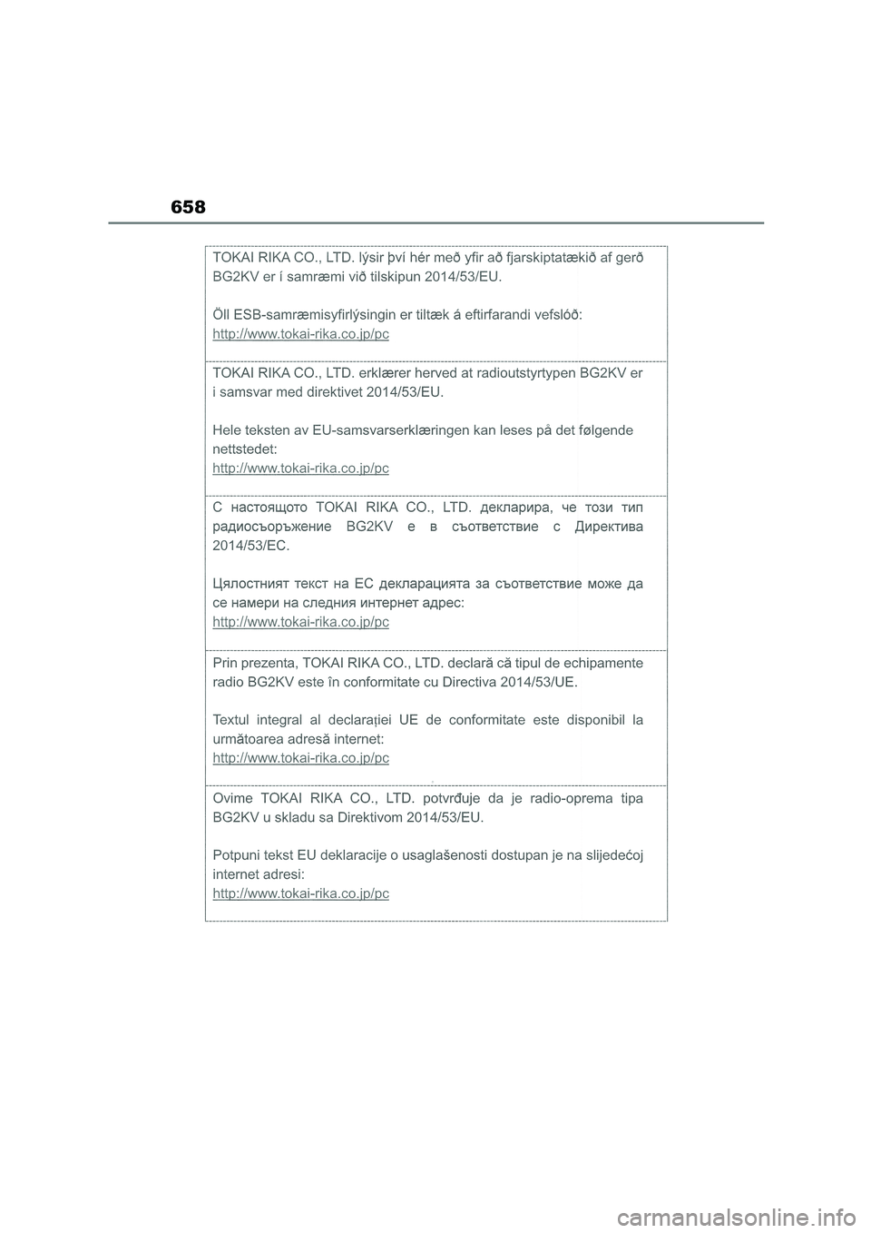 TOYOTA COROLLA 2022  Owners Manual (in English) 658 