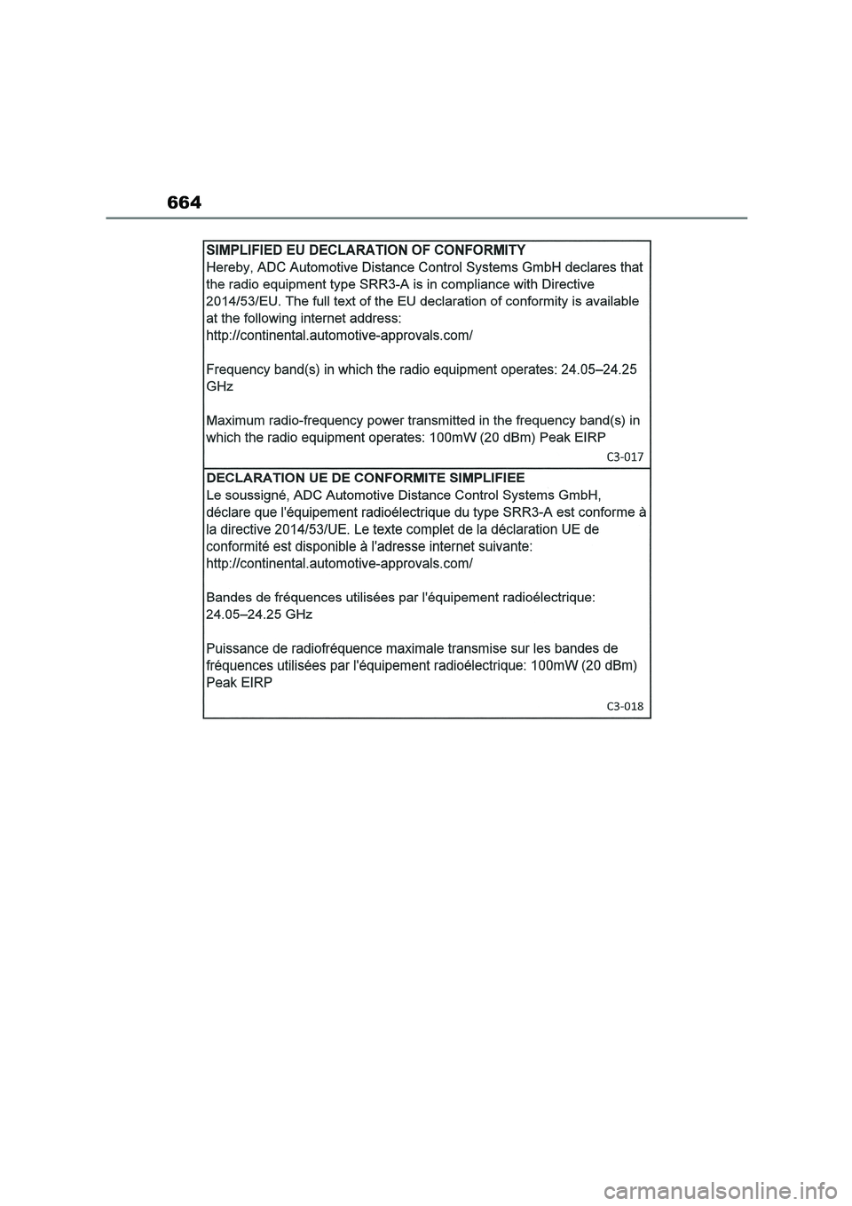 TOYOTA COROLLA 2022  Owners Manual (in English) 664 