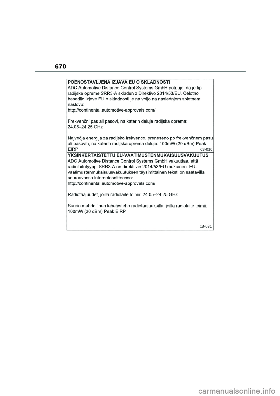 TOYOTA COROLLA 2022  Owners Manual (in English) 670 
