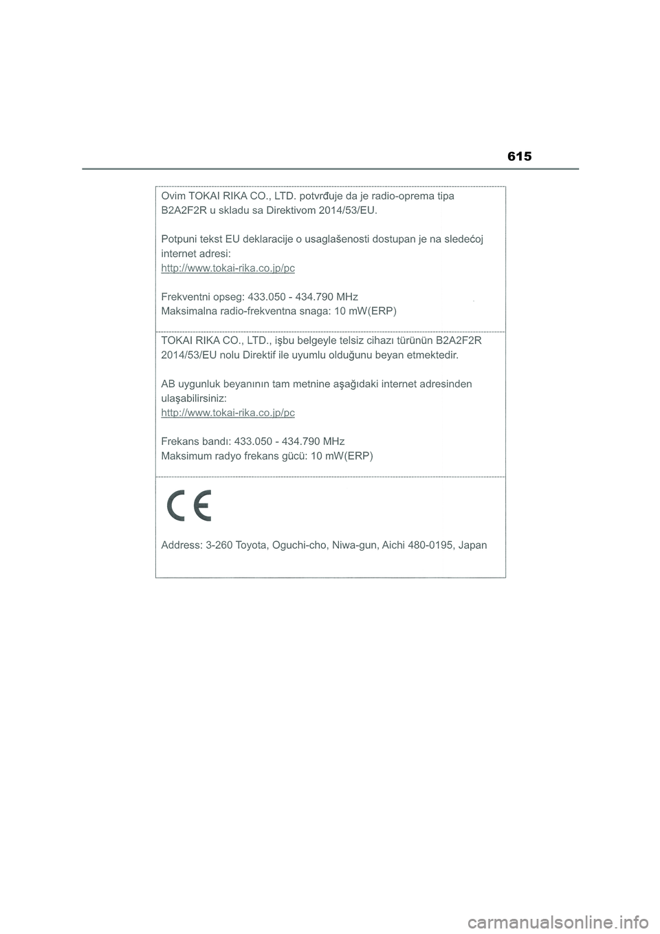 TOYOTA COROLLA 2022  Betriebsanleitungen (in German) 615 