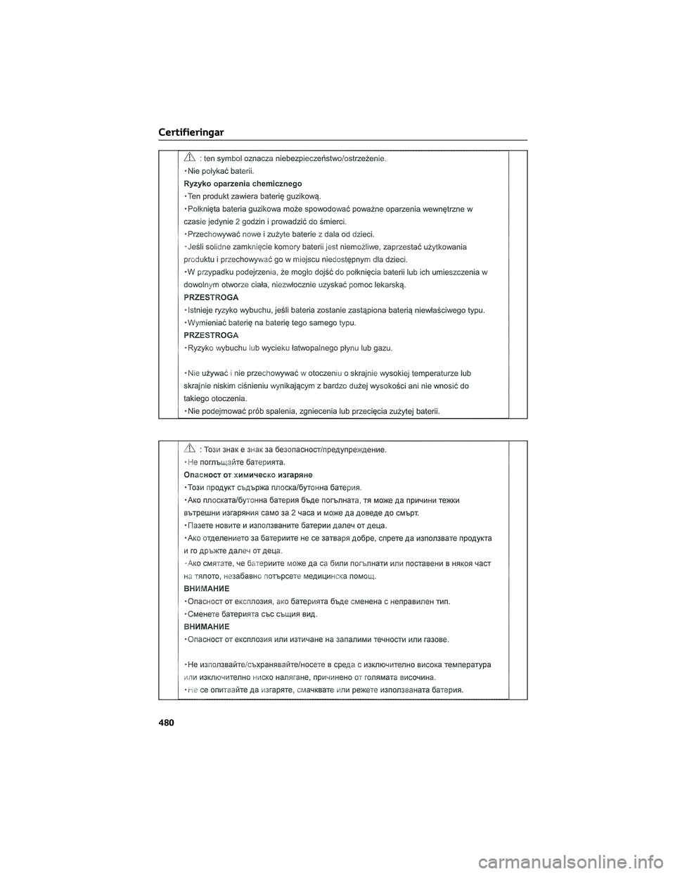 TOYOTA COROLLA 2022  Bruksanvisningar (in Swedish) Certifieringar
480 
