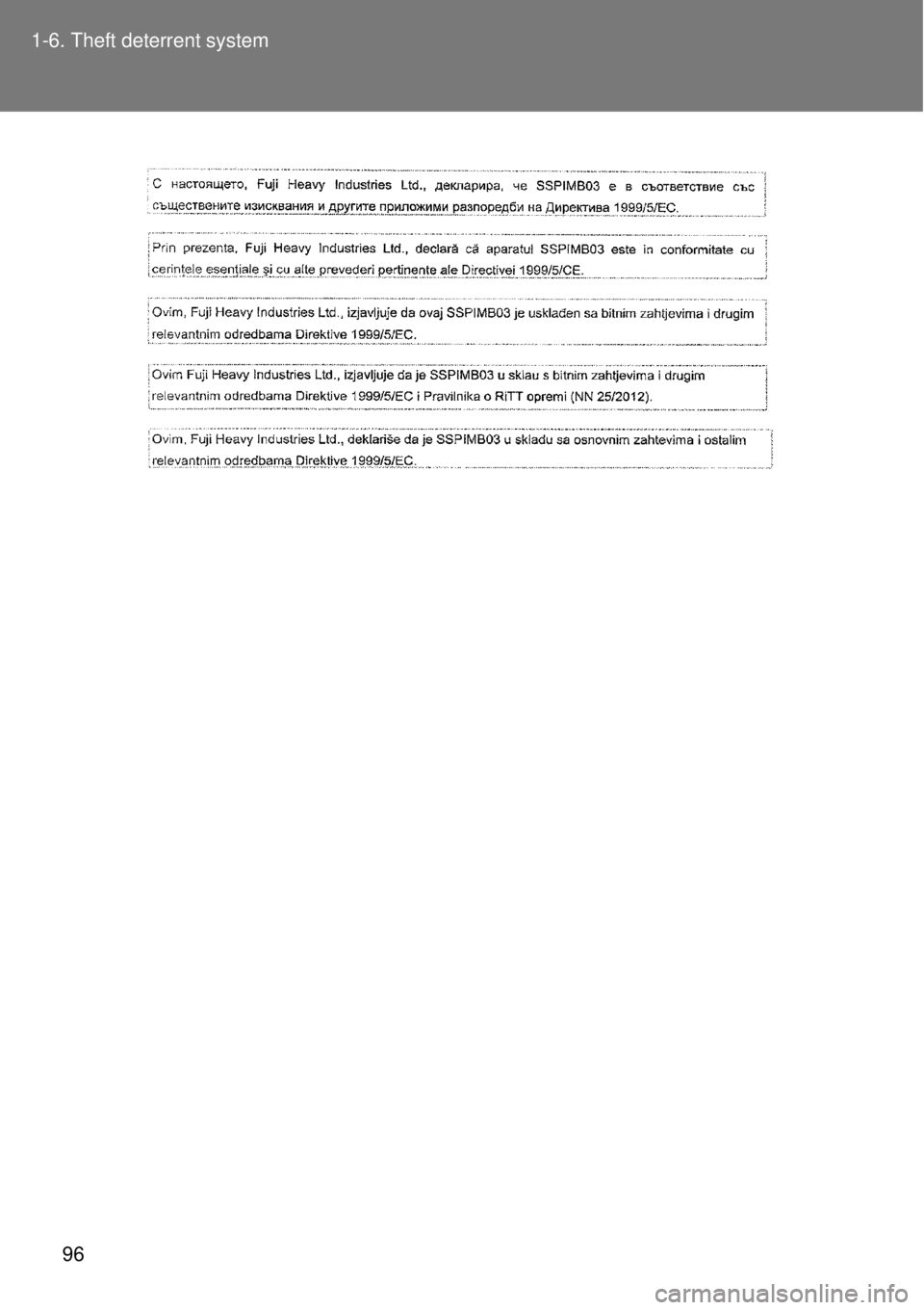 TOYOTA GT86 2015  Owners Manual (in English) 96 1-6. Theft deterrent system 