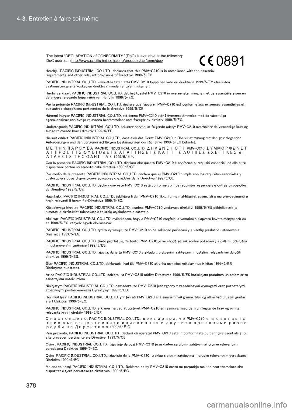 TOYOTA GT86 2017  Notices Demploi (in French) 378
4-3. Entretien à faire soi-même
86_EK (OM18073K) 