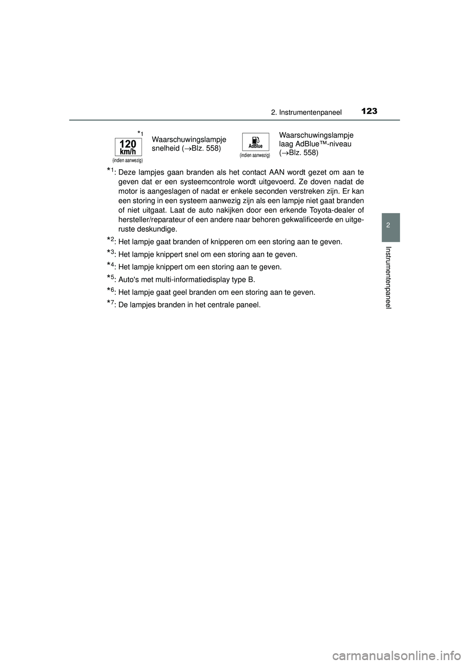 TOYOTA HILUX 2016  Instructieboekje (in Dutch) 1232. Instrumentenpaneel
2
Instrumentenpaneel
HILUX_OM_OM0K269E_(EE)
*1: Deze lampjes gaan branden als het contact AAN wordt gezet om aan tegeven dat er een systeemcontrole wordt uitgevoerd. Ze doven 
