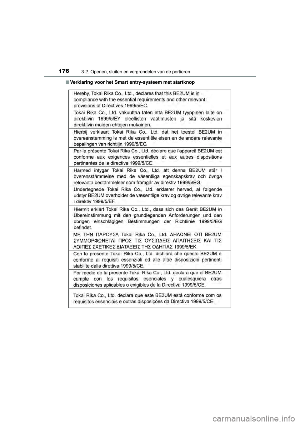 TOYOTA HILUX 2016  Instructieboekje (in Dutch) 1763-2. Openen, sluiten en vergrendelen van de portieren
HILUX_OM_OM0K269E_(EE)■
Verklaring voor het Smart  entry-systeem met startknop
HILUX_OM_OM0K269E_(EE).book  Page  176  Monday, March 7, 2016 