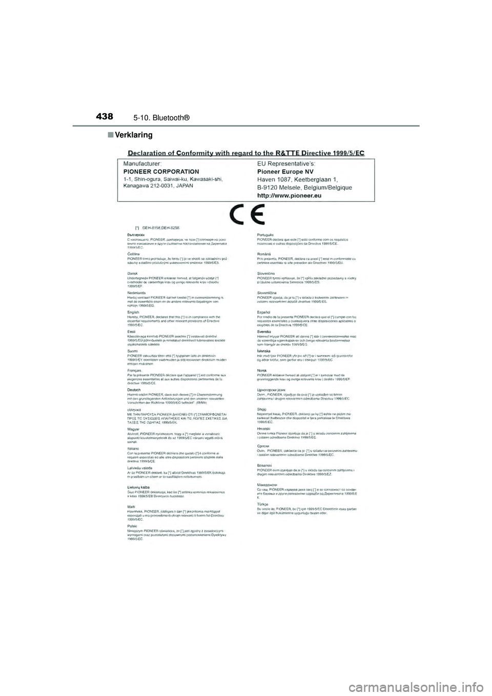TOYOTA HILUX 2016  Instructieboekje (in Dutch) 4385-10. Bluetooth®
HILUX_OM_OM0K269E_(EE)■
Ve rk l a r i n g
HILUX_OM_OM0K269E_(EE).book  Page  438  Monday, March 7, 2016  2:16 PM 