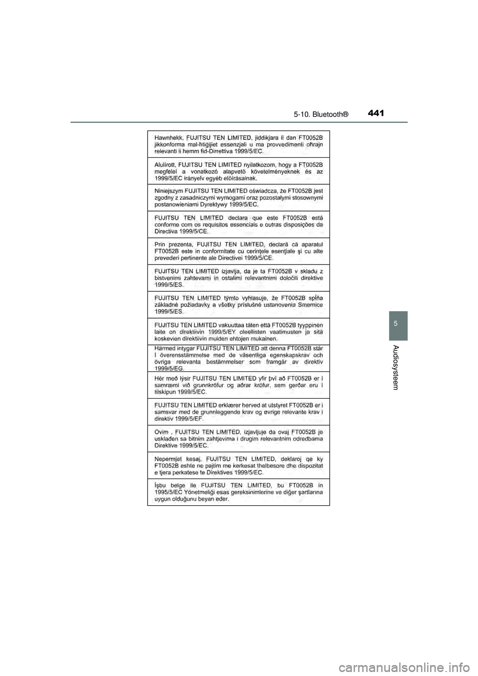 TOYOTA HILUX 2016  Instructieboekje (in Dutch) 4415-10. Bluetooth®
5
Audiosysteem
HILUX_OM_OM0K269E_(EE)
HILUX_OM_OM0K269E_(EE).book  Page 441  Monday, March 7, 2016  2:16 PM 