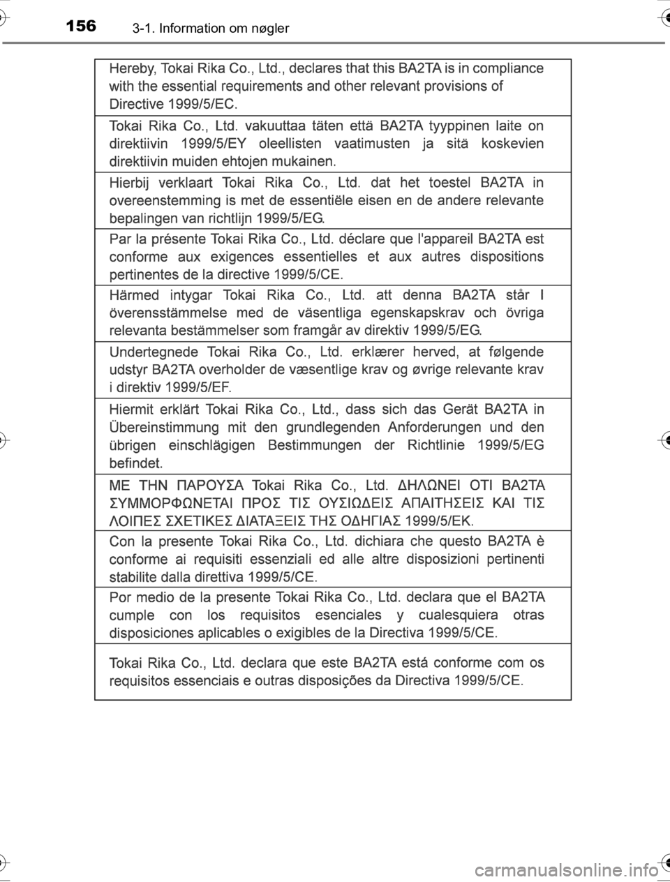 TOYOTA HILUX 2016  Brugsanvisning (in Danish) 1563-1. Information om nøgler
OM0K269DK
OM0K269DK.book  Page 156  Wednesday, March 23, 2016  3:01 AM 