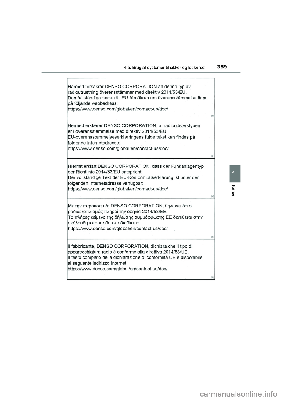 TOYOTA HILUX 2021  Brugsanvisning (in Danish) 3594-5. Brug af systemer til sikker og let kørsel
4
Kørsel
HILUX OM0K641DK
OM0K641DK.book  Page 359  Monday, February 22, 2021  1:35 PM 