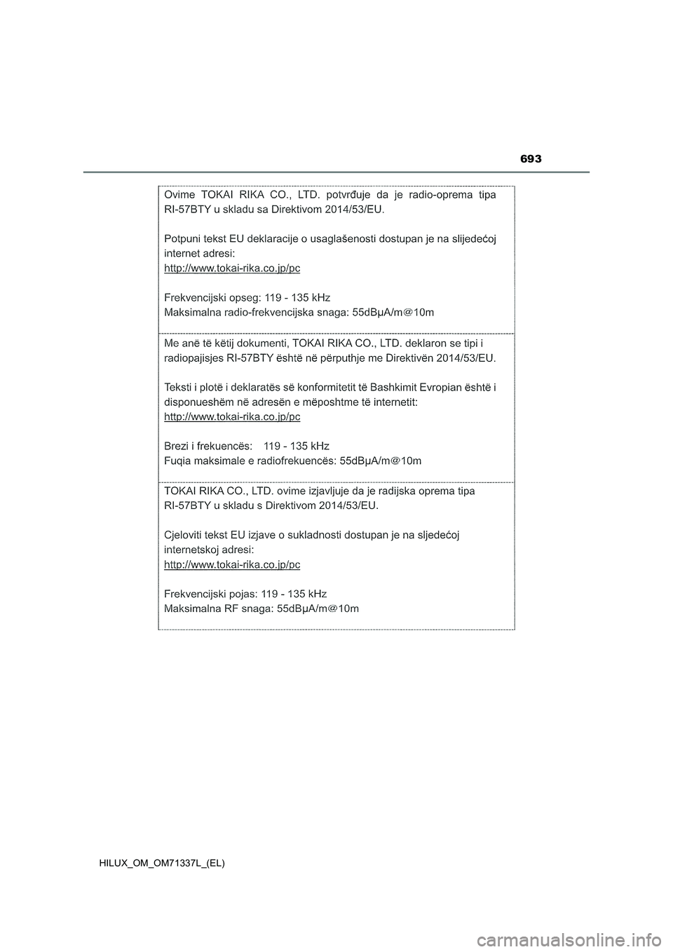 TOYOTA HILUX 2021  Manuale duso (in Italian) 693
HILUX_OM_OM71337L_(EL) 