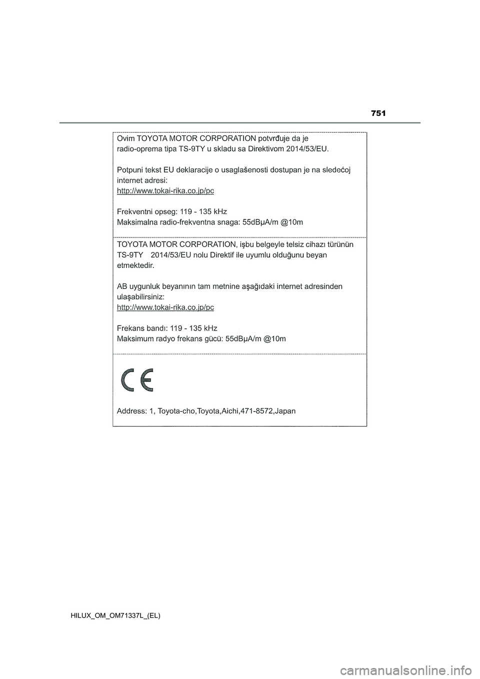 TOYOTA HILUX 2021  Manuale duso (in Italian) 751
HILUX_OM_OM71337L_(EL) 