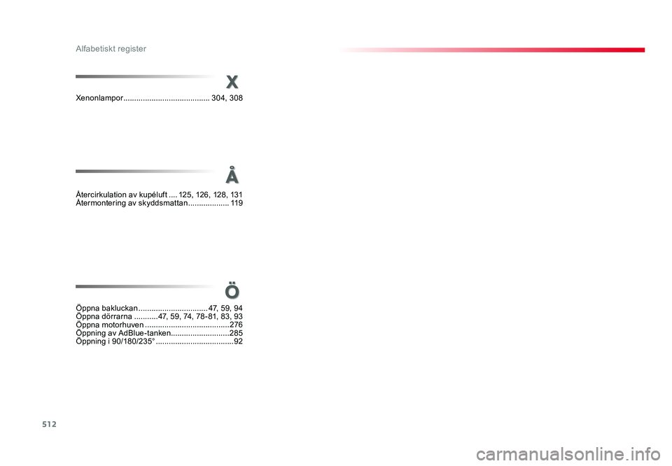 TOYOTA PROACE 2019  Bruksanvisningar (in Swedish) 512
Jumpy_sv_Chap11_index-alpha_ed01-2016
X
Ö
Xenonlampor ........................................304, 308
Öppna bakluckan
 ................................47, 59, 94
Öppna dörrarna ...........47,
