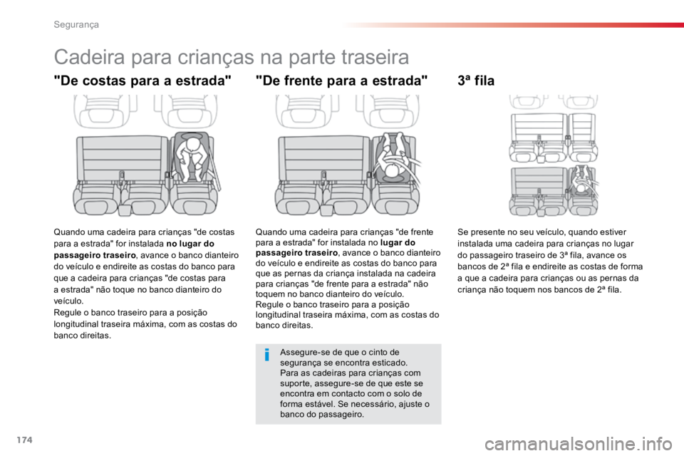 TOYOTA PROACE 2019  Manual de utilização (in Portuguese) 174
ProaceVerso_pt_Chap05_securite_ed01-2016
Cadeira para crianças na parte traseira
"De costas para a estrada"
Quando uma cadeira para crianças "de costas 
para a estrada" for insta