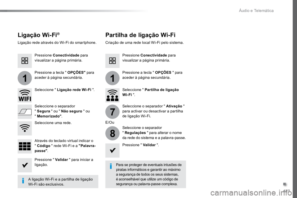 TOYOTA PROACE 2019  Manual de utilização (in Portuguese) 427
11
7
8
ProaceVerso_pt_Chap10c_RCC-1_ed01-2016
Ligação Wi-Fi®Partilha de ligação Wi-Fi
Para se proteger de eventuais intusões de 
piratas informáticos e garantir ao máximo 
a segurança de 