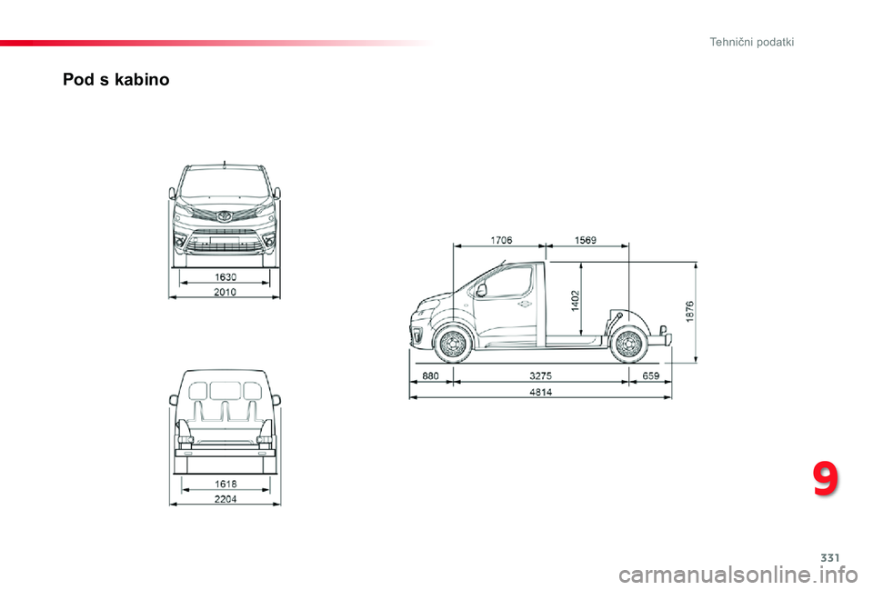 TOYOTA PROACE 2019  Manual de utilizare (in Romanian) 331
Proace_sl_Chap09_caracteristiques-techniques_ed01-2019
Pod s kabino
9 
0037  