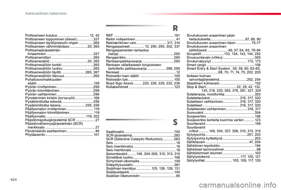 TOYOTA PROACE 2020  Omistajan Käsikirja (in Finnish) 424
Proace_fi_Chap11_index-alpha_ed2019_V02
Saattovalot ....................................................15 0SCR-järjestelmä ............................................283SCR (Selective Catalyti