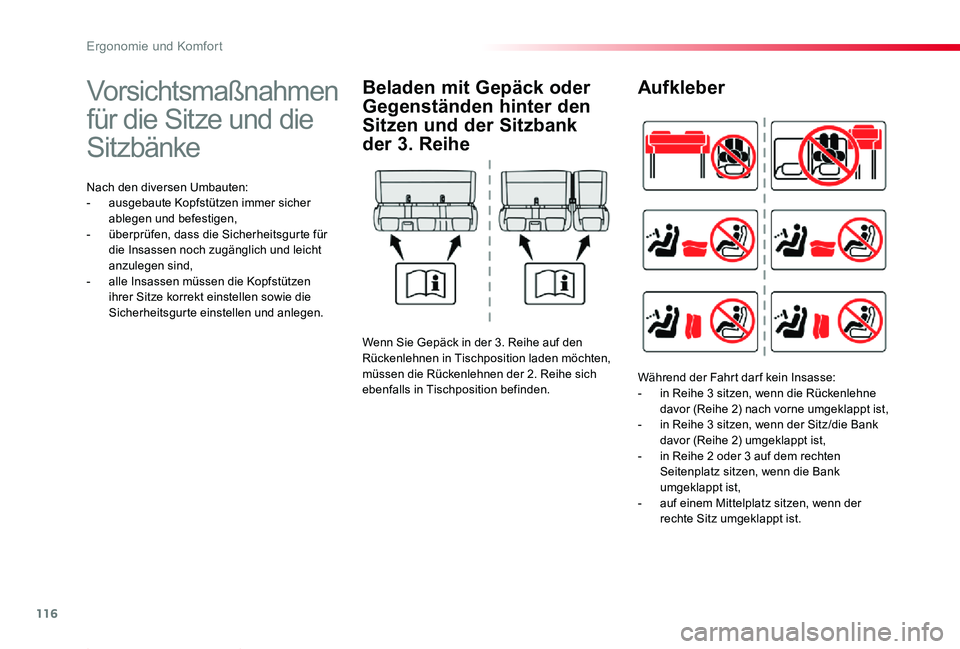 TOYOTA PROACE 2020 Betriebsanleitungen (in German) 116
Proace_de_Chap03_ergonomie-et-confort_ed2019_V02
Vorsichtsmaßnahmen
für die Sitze und die
Sitzbänke
Nach den diversen Umbauten:- ausgebaute Kopfstützen immer sicher ablegen und befestigen,- TOYOTA PROACE 2020 Betriebsanleitungen (in German) 116
Proace_de_Chap03_ergonomie-et-confort_ed2019_V02
Vorsichtsmaßnahmen
für die Sitze und die
Sitzbänke
Nach den diversen Umbauten:- ausgebaute Kopfstützen immer sicher ablegen und befestigen,-